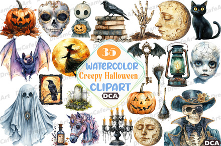 Vintage Creepy Halloween Clipart