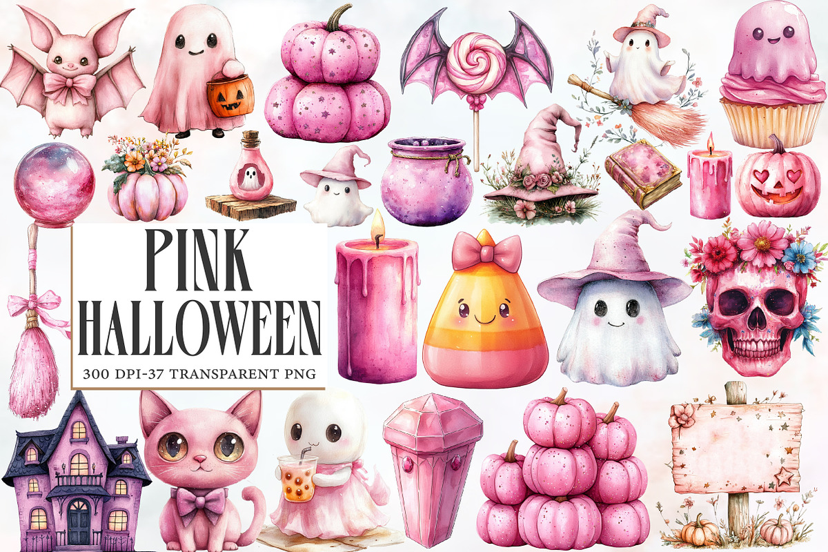 Pink Halloween Sublimation Clipart, an Illustration by Designworld (Photo 1 of 5)