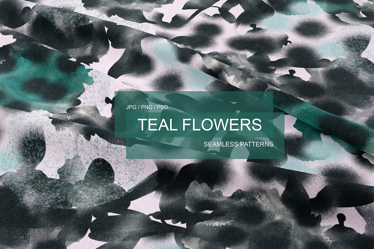 TEAL FLOWERS seamless patterns, a Pattern Graphic by ANAKOTO (Photo 13 of 13)