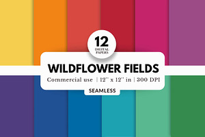 12 Wildflower Fields Digital Papers
