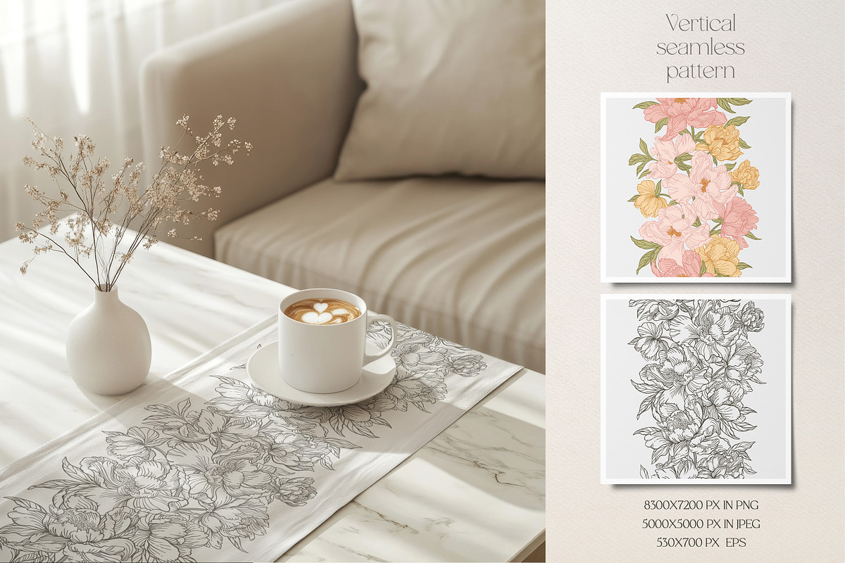 My lovely peonies. Color & B&W, an Illustration by Lisla (Photo 8 of 11)
