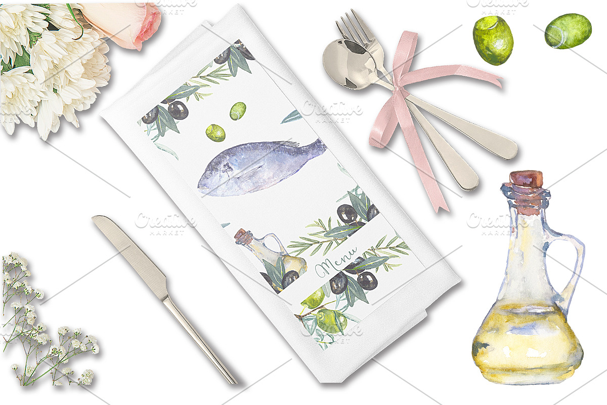 Fruit vegetables food watercolor, a Food Illustration by JuliaFast (Photo 3 of 9)