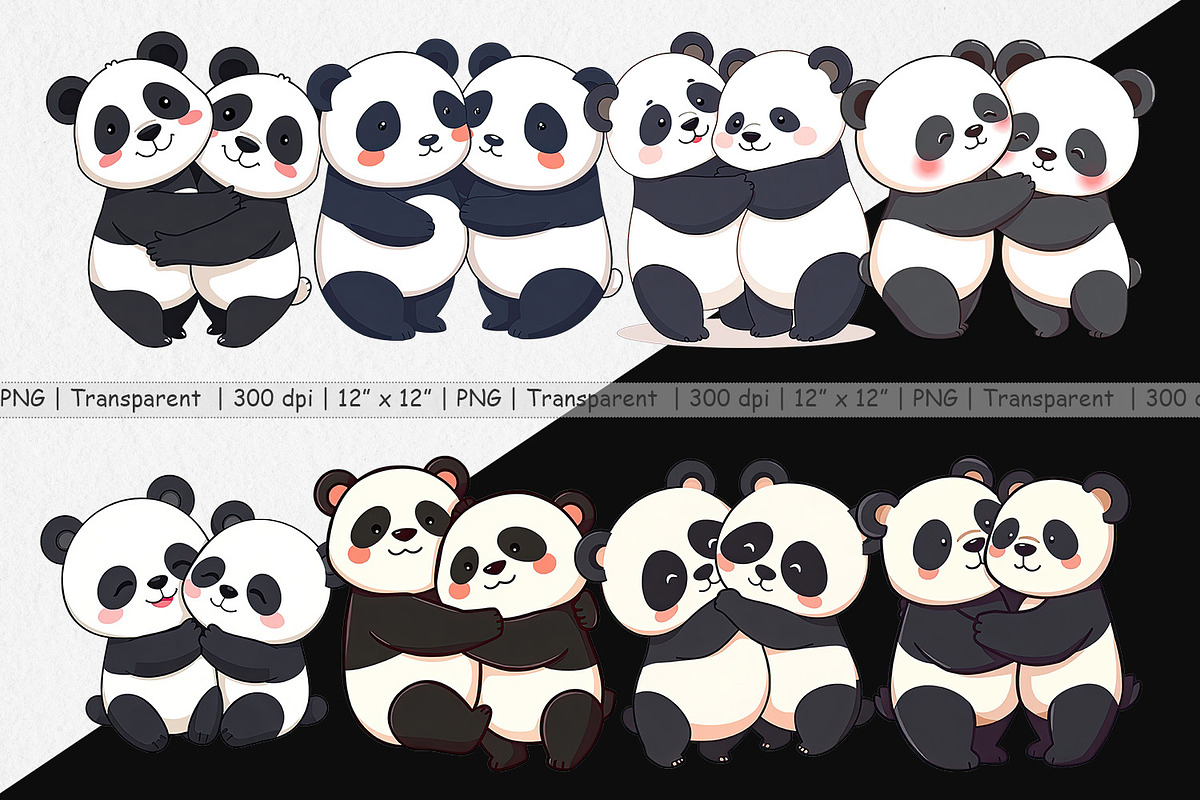 Hugging Panda Clipart, a Graphic by Artnoy (Photo 2 of 5)
