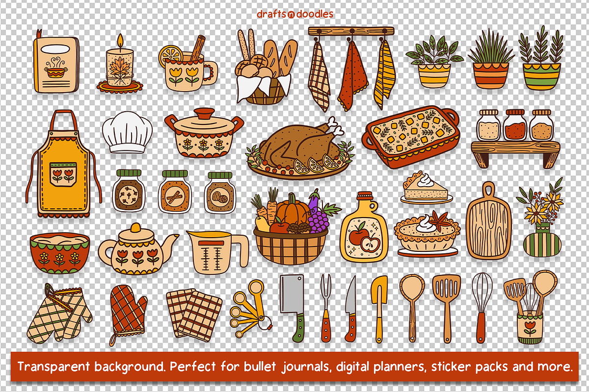 Cozy Kitchen Clipart and Patterns, an Object Illustration by Drafts n Doodles (Photo 4 of 14)