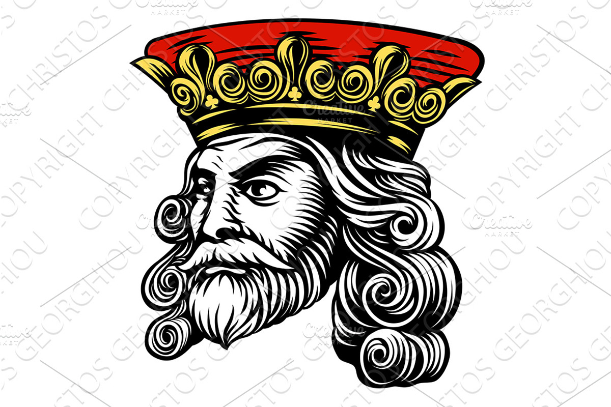 King Medieval Crown Head Face, a Person Illustration by Christos Georghiou