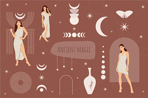 Ancient Boho Woman Clipart