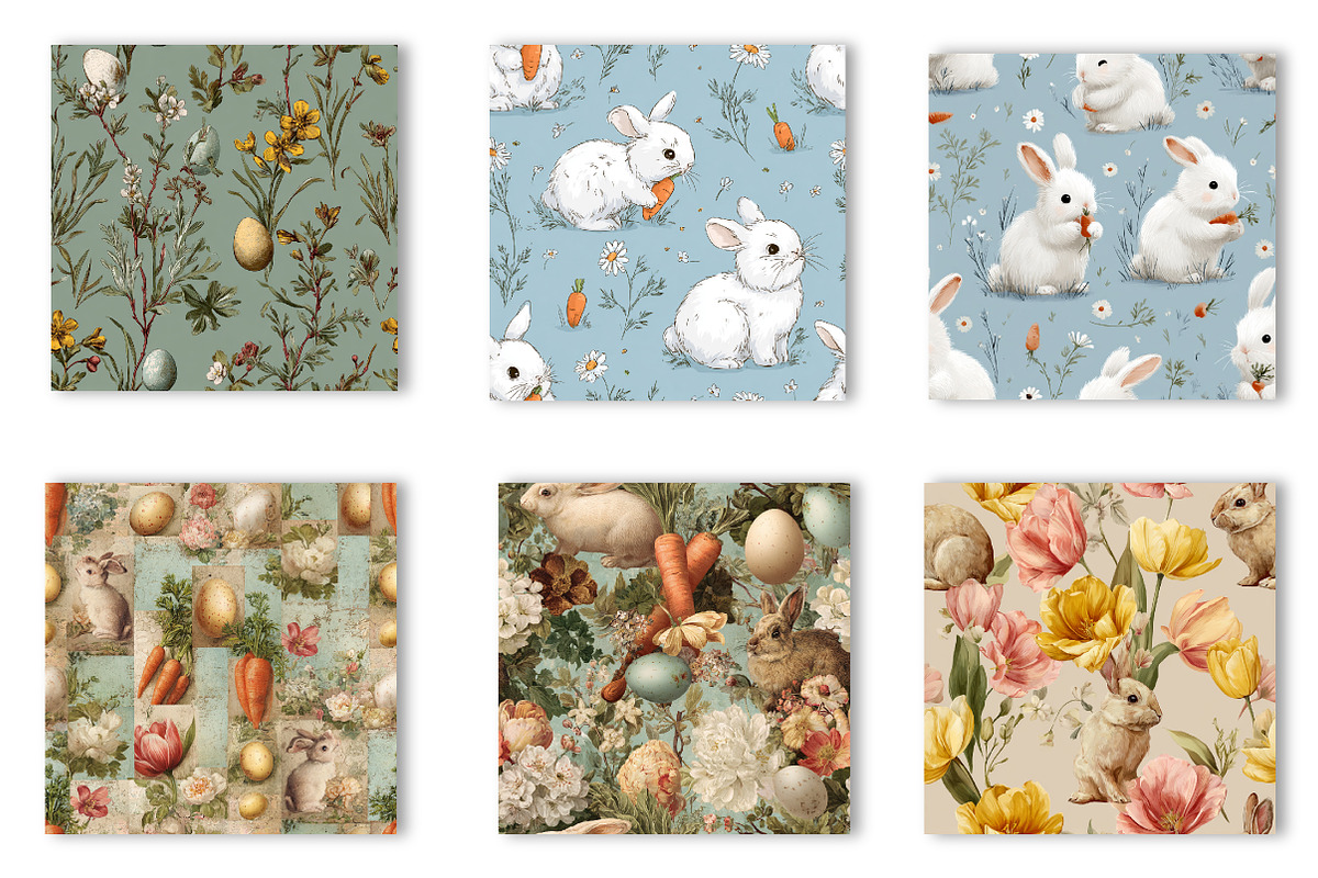Easter Digital Paper Seamless Patter, an Illustration by CreationArt (Photo 2 of 7)