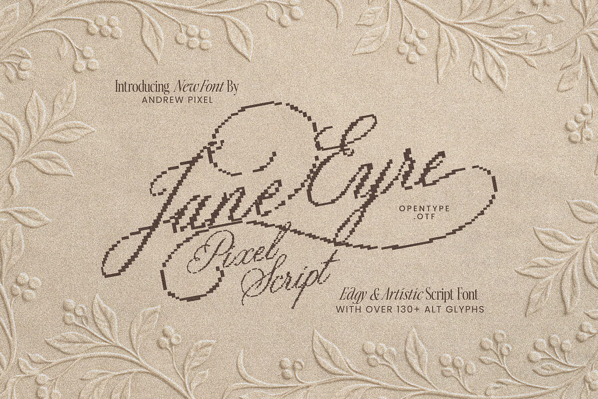Jane Eyre - Pixel Script Font, a Script Font by AndrewPixelType (Photo 1 of 11)