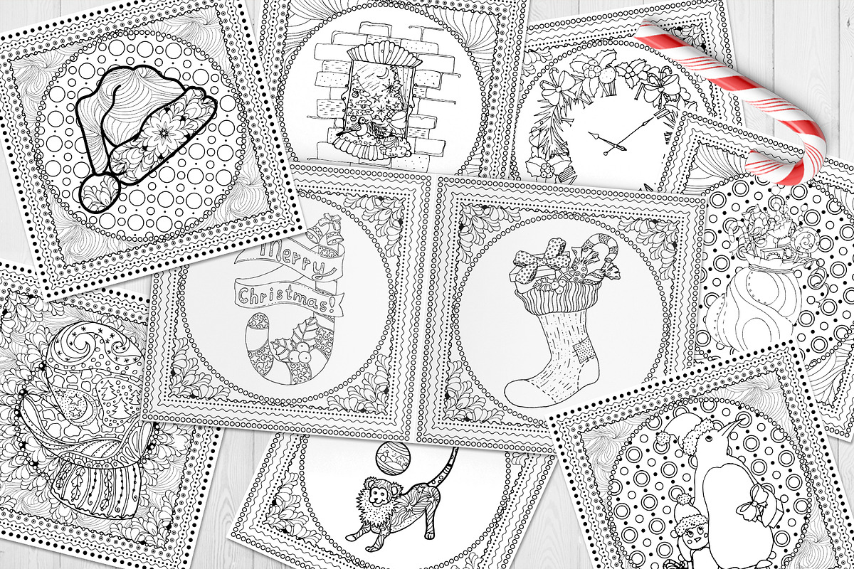 Christmas Adult Coloring Book, a Decorative Illustration by ilonitta (Photo 4 of 8)