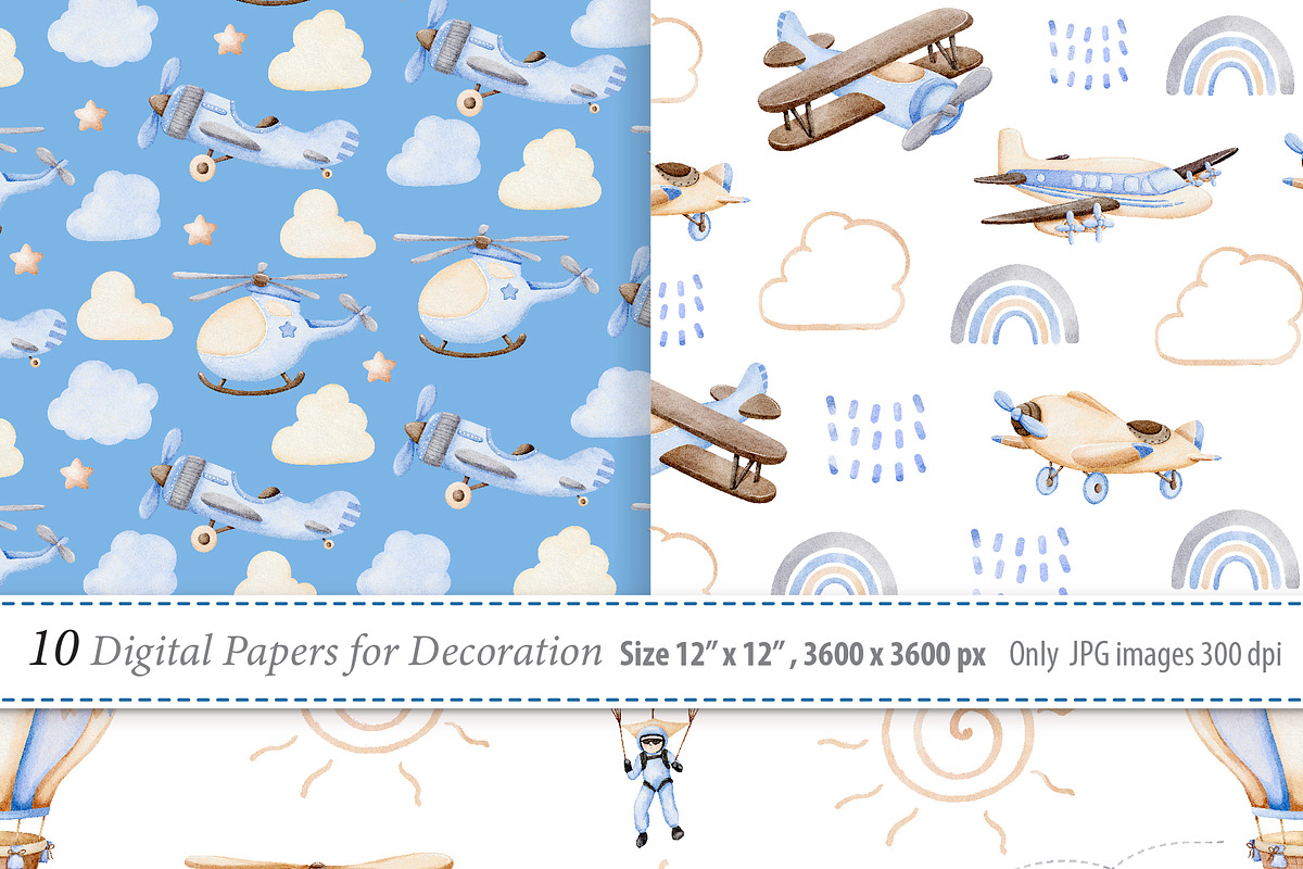 Watercolor Air Transport Clipart, a Transportation Illustration by TitaLivingArt (Photo 9 of 10)