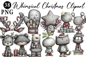 Whimsical Christmas Clipart, an Illustration by Daily.Designs
