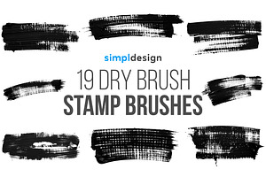 19 Dry Brush Photoshop Brushes, a Brush Add-On by SimplDesign
