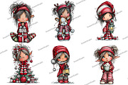 Sweet Christmas Elf Girl Clipart, an Illustration by DreamArtGraphic (Thumbnail 4 of 5)