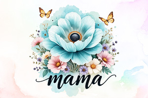Boho Floral Mama Mother's Day Png, an Illustration by Sublimation Artist
