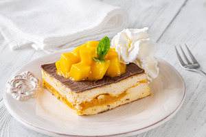 Square Mango Cheesecake, a Food & Drink Photo by Alexander Prokopenko