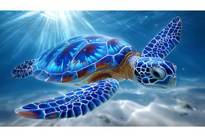 A majestic sea turtle is captured in, an Animal Photo by ZinetroN