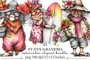 Summer Funny Grandma Clipart, an Illustration by Designking (Thumbnail 1 of 5)