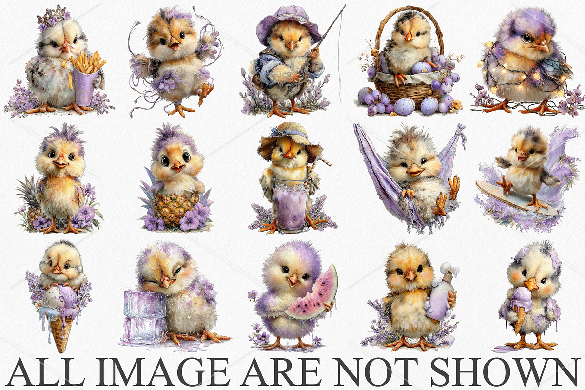 Watercolor Summer Funny Chick PNG, a Seasonal Illustration by Canvas Craft (Photo 4 of 7)