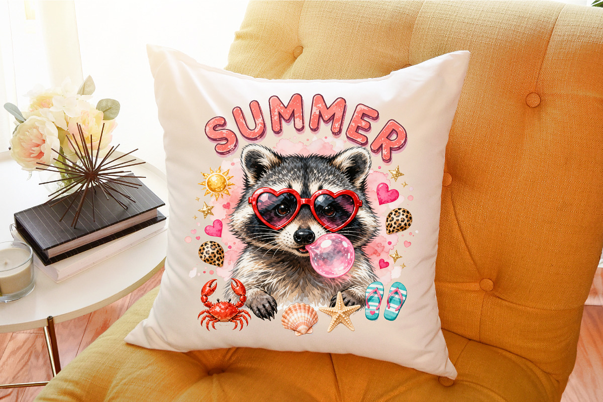 Funny Raccoon Summer Beach PNG, a Work Illustration by Sublimation Artist (Photo 9 of 9)