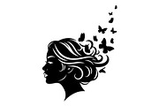 Woman Butterfly Hair Silhouette, an Object Illustration by yasushie (Thumbnail 2 of 31)