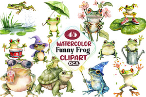 Quirky Frog Clipart, Funny Frog Art,, an Illustration by DreamCafeArt