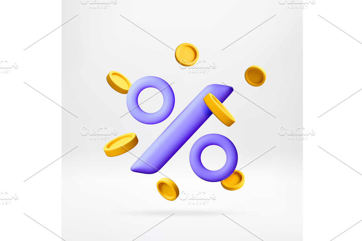 3D Percentage sign with floating, a Finance Illustration by Abscent