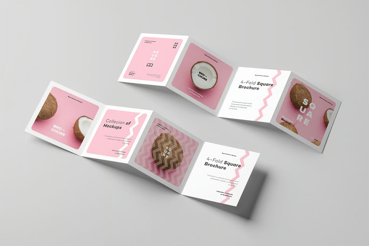 Four Fold Square Brochure Mock-up, an Advertising Mockup by zippypixelstudio (Photo 2 of 13)