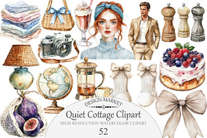 Watercolor Quiet Cottage Clipart, an Illustration by Design Market