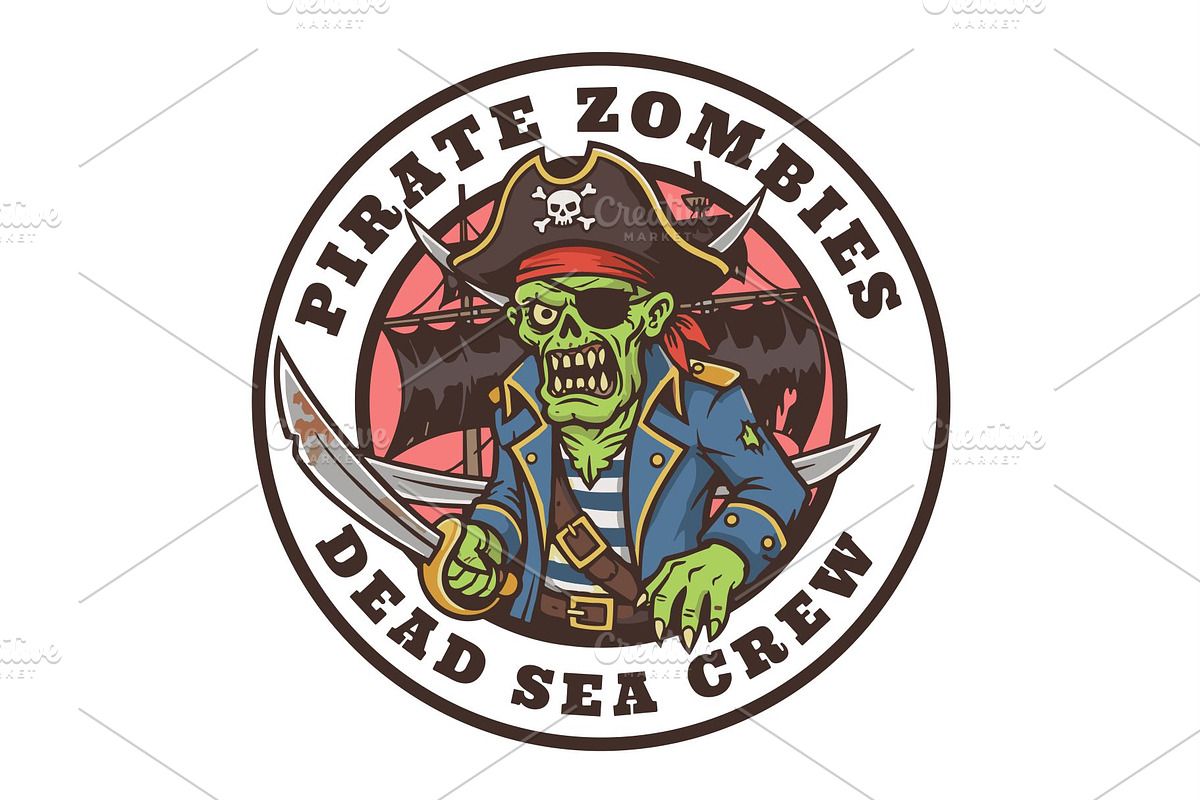 Pirate Zombie Dead Sea Crew Logo, an Animal Illustration by Izdihaar_Studio (Photo 2 of 3)
