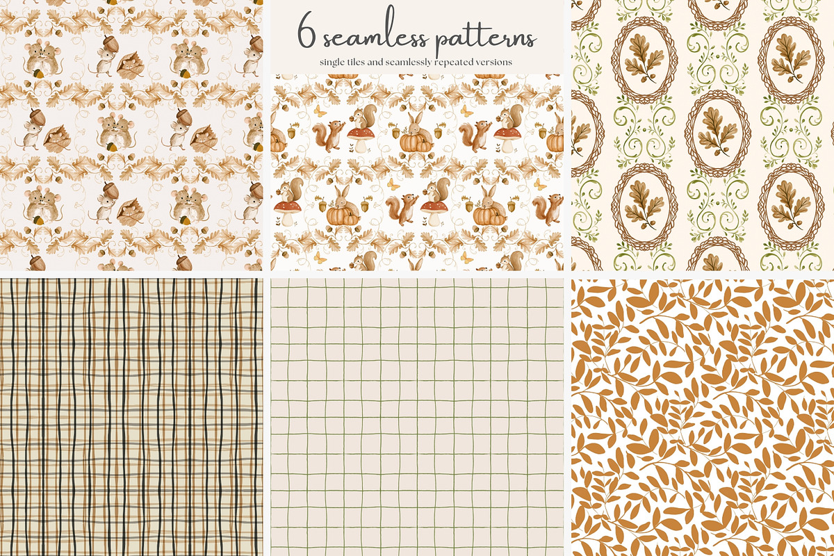 autumn woodland seamless patterns, a Pattern Graphic by Patishop Art (Photo 2 of 10)