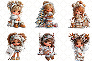 Whimsical Christmas Dolls Clipart, an Illustration by Black Bird Studio (Thumbnail 6 of 6)