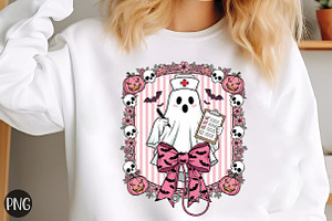 Nurse Halloween Coquette Cute Ghost, an Illustration by Libby Wishes