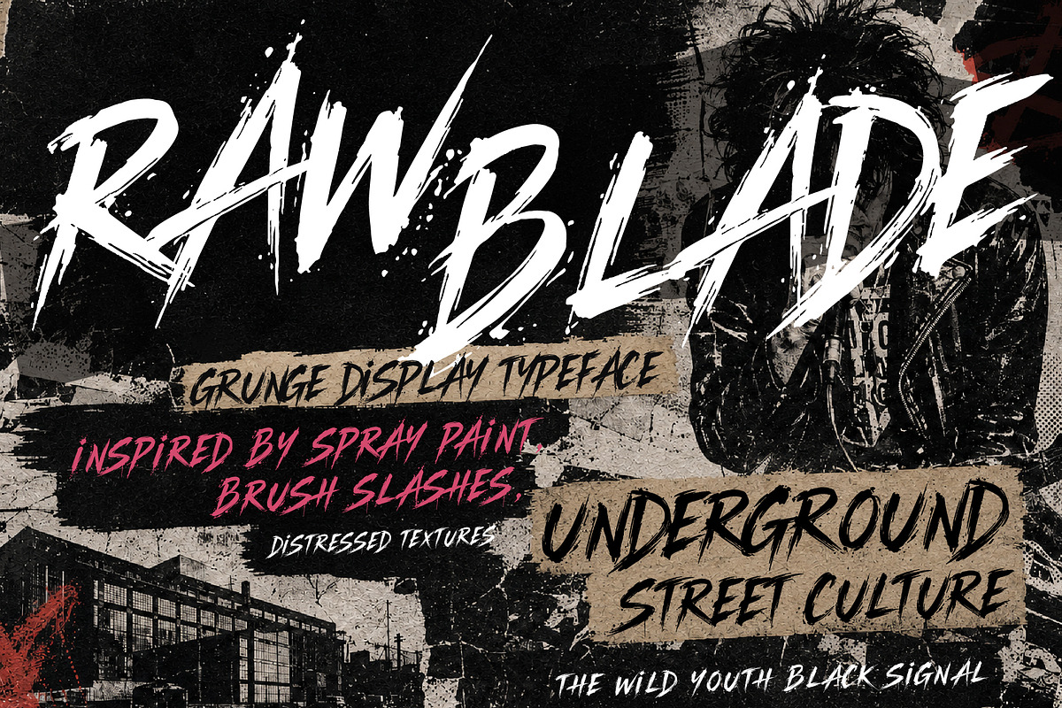RawBlade - Grunge Display Typeface, a Handwritten Font by HypeWorksCo (Photo 1 of 10)