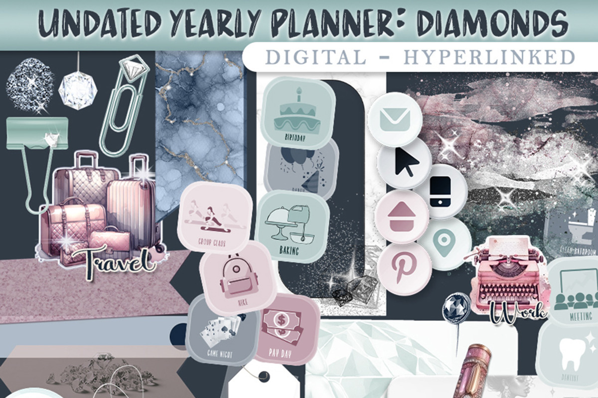 Undated Digital Planner - Diamonds, a Stationery Template by Brenda Avila Designs (Photo 4 of 4)