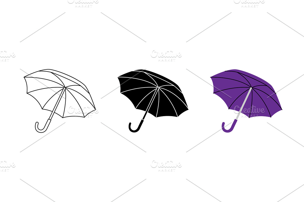 Minimalist vector of umbrella in, an Object Illustration by GraphiShop