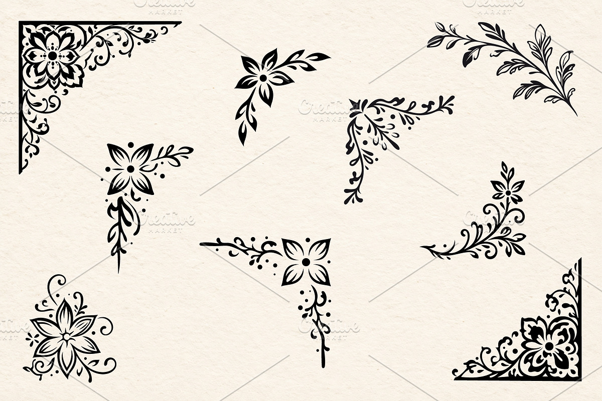 Floral Lace Frames & Ornament Bundle, an Object Graphic by Christine Krahl (Photo 2 of 24)