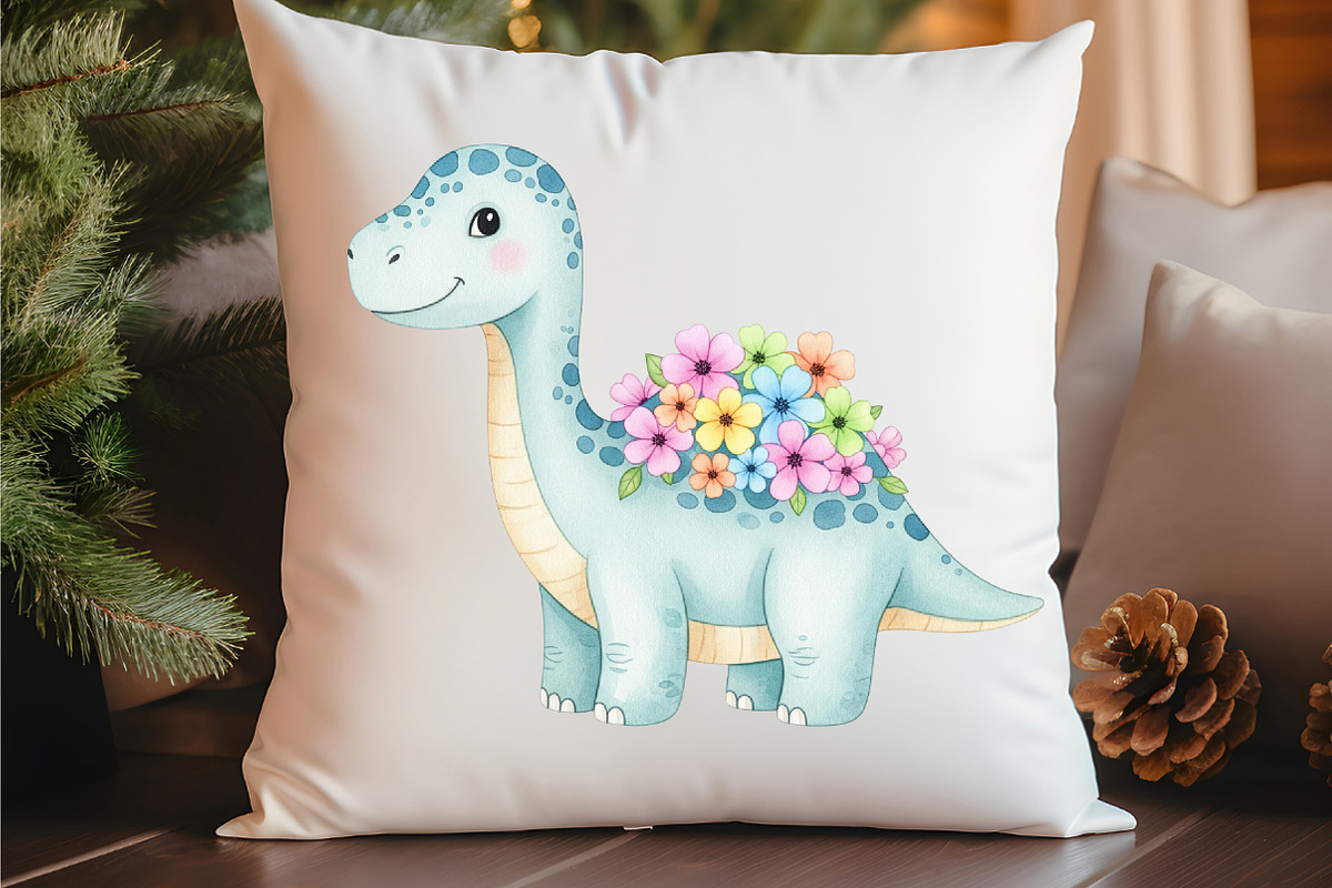 Pastel Dinosaur Clipart, an Illustration by Watercolor design (Photo 6 of 6)