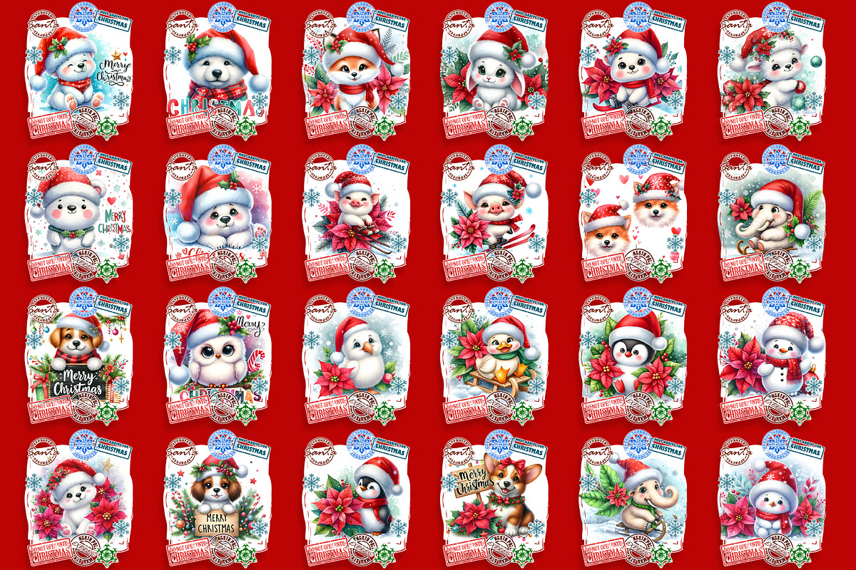 Christmas Santa Sack bundle, an Animal Illustration by ElenazlataArt (Photo 5 of 10)