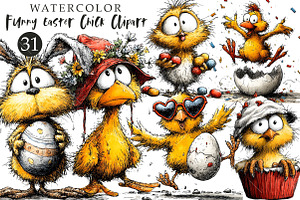 Funny Easter Chick Clipart, an Illustration by OK Design