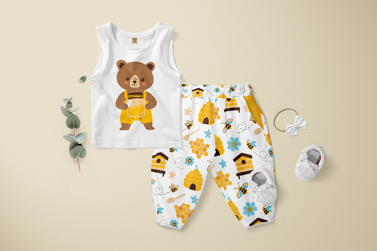 Bees, Honey Cartoon Vector Set, an Object Illustration by Elena Dorosh (Photo 10 of 14)
