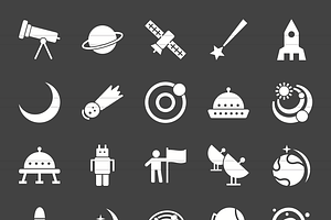 50 Astronomy Glyph Inverted Icons