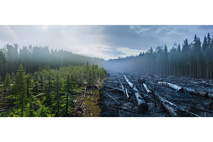 Deforestation contrast between, an Industrial Photo by piter.goskov