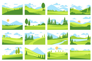 Abstract green fields. Simple summer, an Illustration by YummyBuum