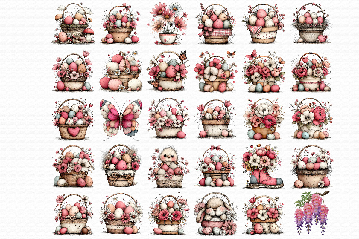 Whimsical Spring Easter Basket Clipa, an Illustration by Libby Wishes (Photo 4 of 5)