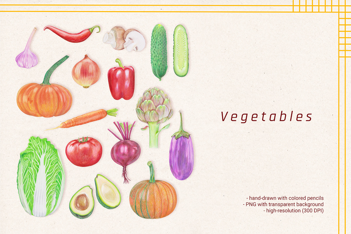 Veggies and Fruits clipart set, an Object Graphic by LiiaLonn Studio (Photo 2 of 5)