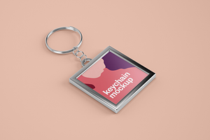 Silver & Card Keychain Mockup Set