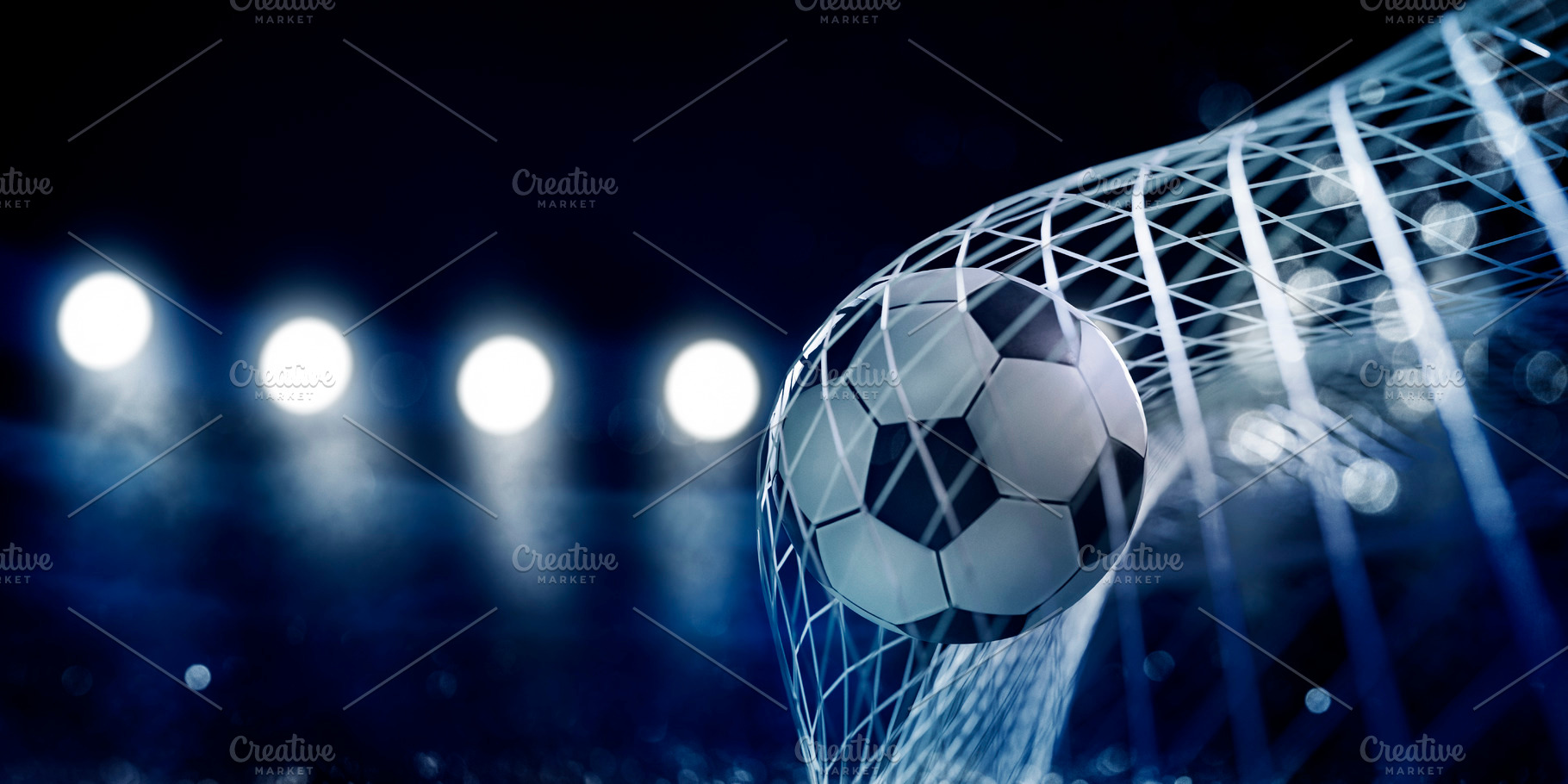 Closeup of soccer ball in goal net, a Sports & Recreation Photo by hitdelight