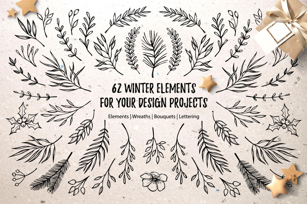 Merry Christmas. Winter elements, a Decorative Illustration by Kate Macate (Photo 1 of 5)