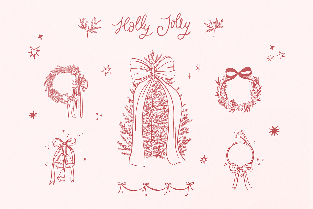 Christmas Hand Drawn Line Art, a Seasonal Illustration by Summer Nightingale Art (Photo 3 of 19)