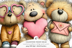 Valentine Teddy Bear Clipart PNG, an Illustration by SinaCreation